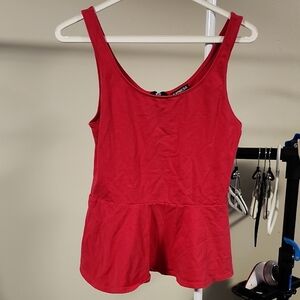 Express Peplum Tank Top Zip‑Back Sleeveless Red Size M Zipper Detail on back